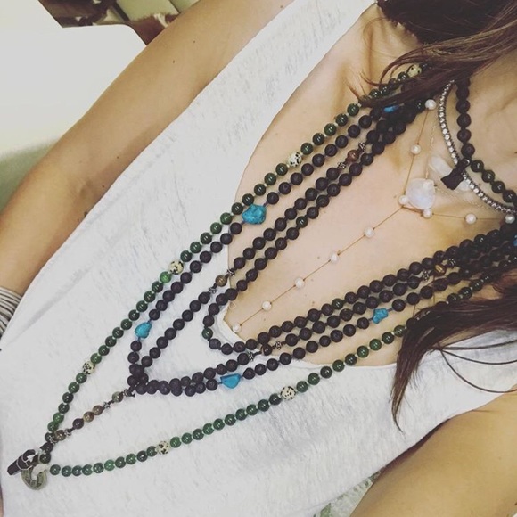 Lava and Turquoise beaded Necklace - Picture 1 of 8